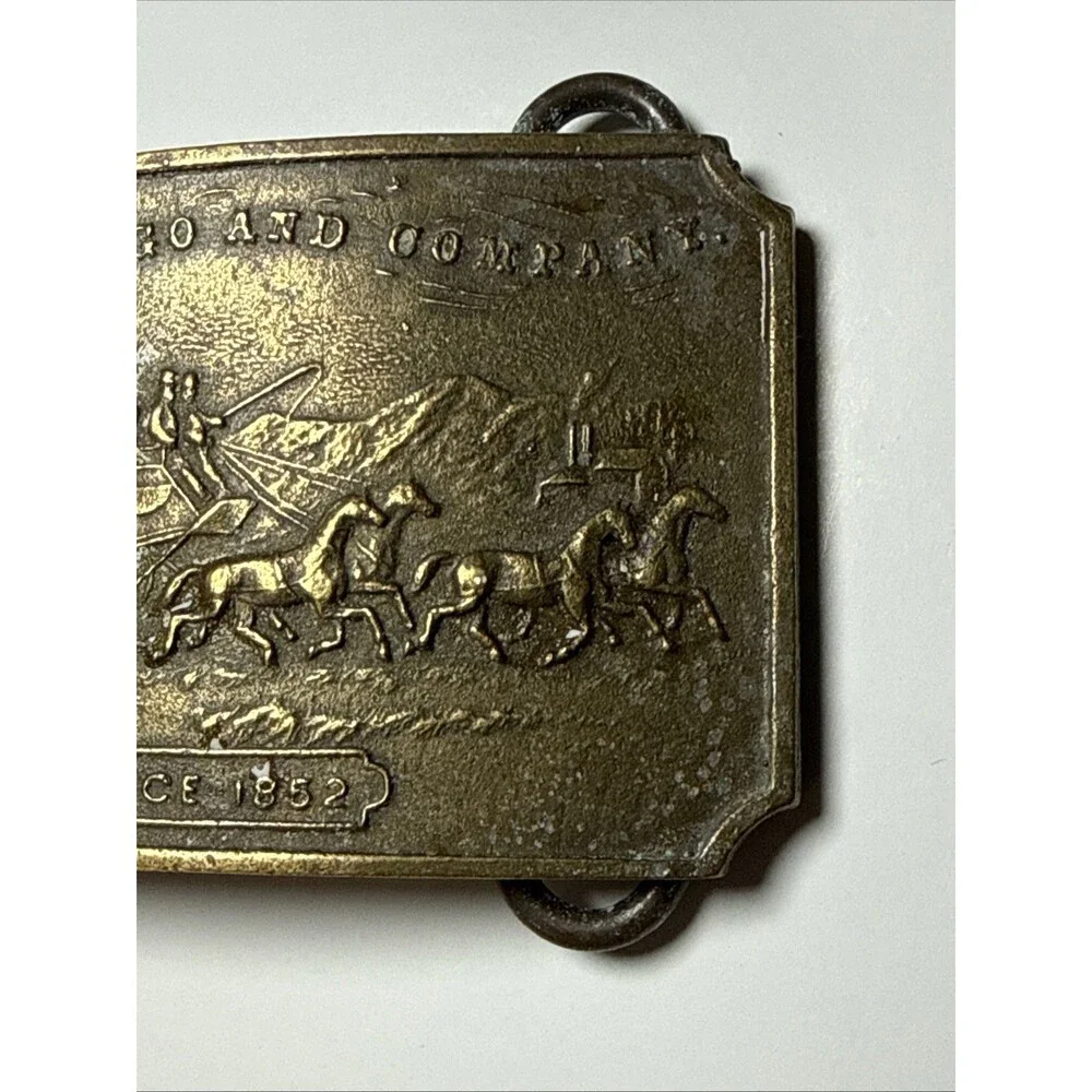 Wells Fargo Stagecoach Western Cowboy Vintage Belt Buckle Tiffany New York 1852